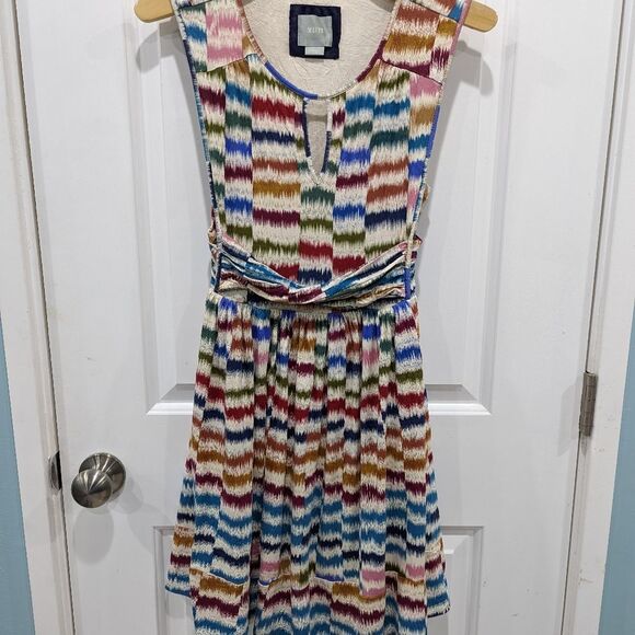 Anthropologie Maeve Sennebec colorful stripes lines sleeveless dress size XS - Picture 3 of 6
